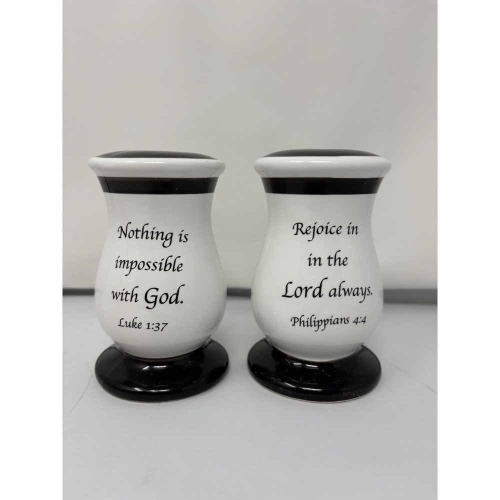 New Coventry Large Salt & Pepper Shakers Scripture Bible Luke Philippians Modern
